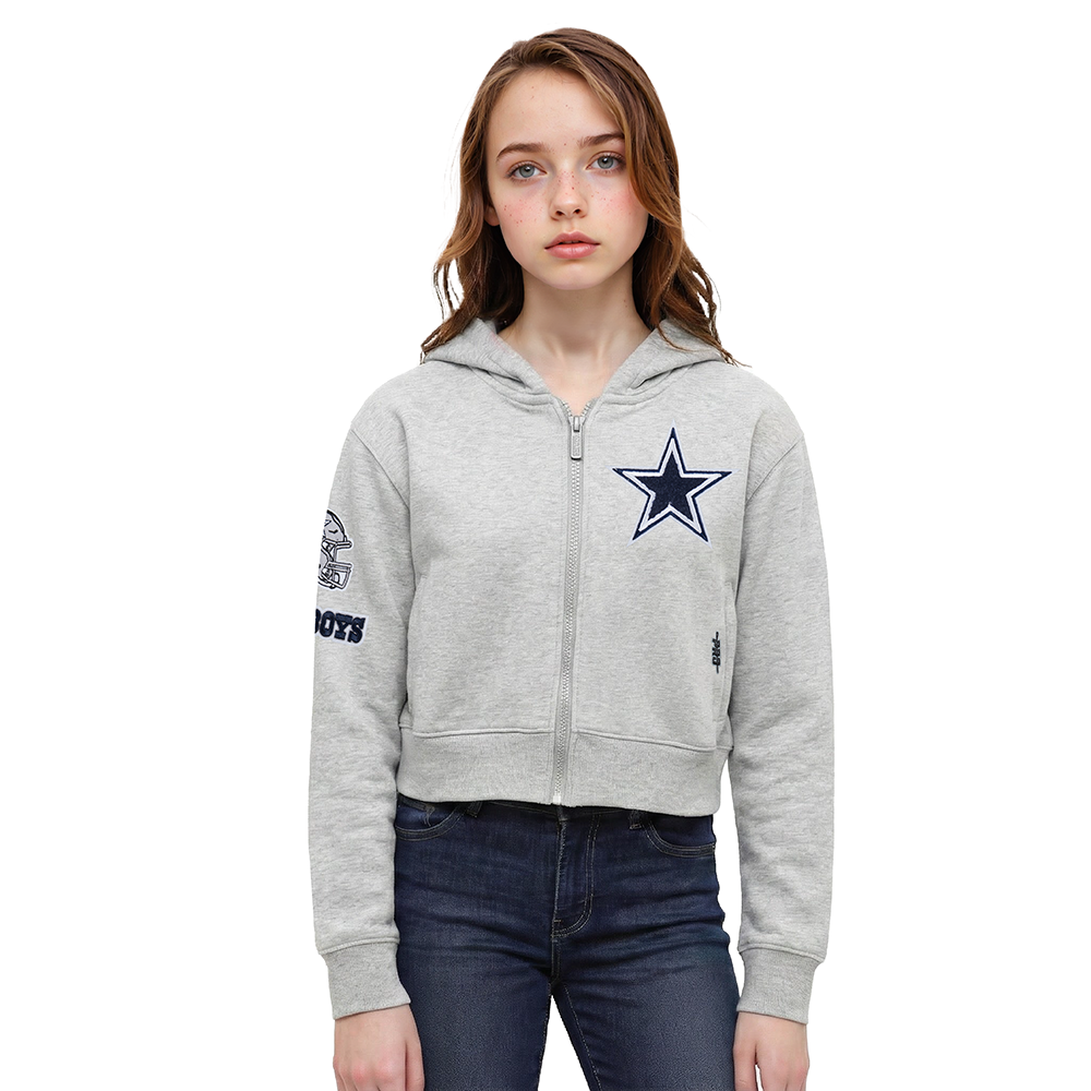 NFL DALLAS COWBOYS CLASSIC CHANDAIL À CAPUCHON EN MOLLETON À GLISSIÈRE POUR FILLE JUNIOR (GRIS CHINÉ)