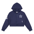 NFL DALLAS COWBOYS CLASSIC BIG GIRL'S FLC FZ HOODIE (MIDNIGHT NAVY)