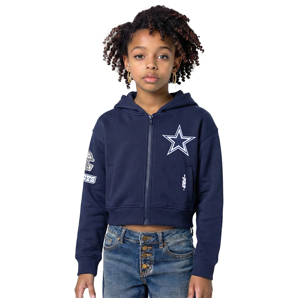 NFL DALLAS COWBOYS CLASSIC BIG GIRL'S FLC FZ HOODIE (MIDNIGHT NAVY)