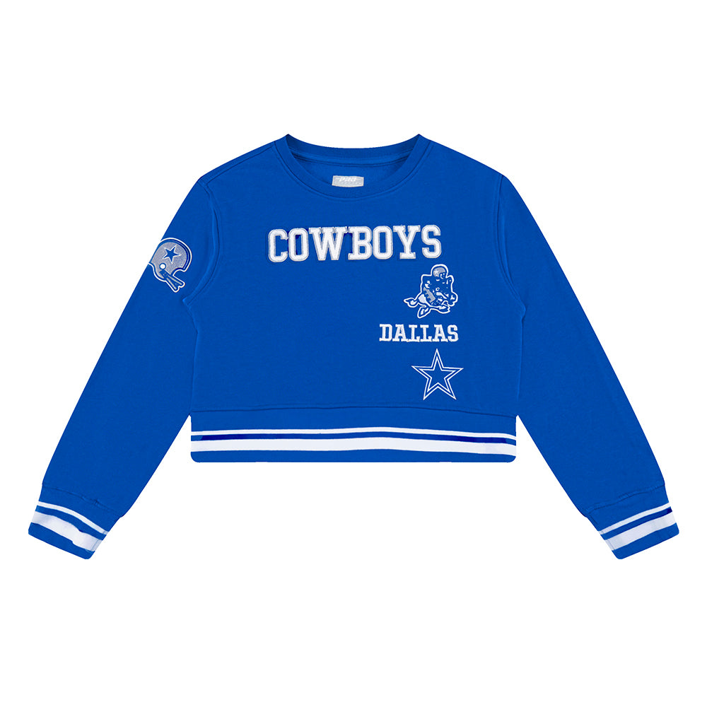 NFL DALLAS COWBOYS RETRO CLASSIC CHANDAIL À COL ROND EN MOLLETON CÔTELÉ POUR FILLE JUNIOR (BLEU DODGER)