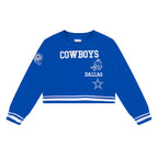 NFL DALLAS COWBOYS RETRO CLASSIC CHANDAIL À COL ROND EN MOLLETON CÔTELÉ POUR FILLE JUNIOR (BLEU DODGER)