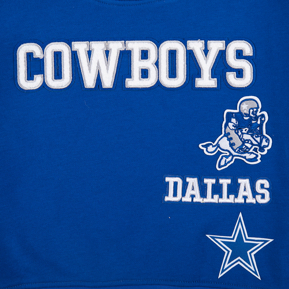 NFL DALLAS COWBOYS RETRO CLASSIC CHANDAIL À COL ROND EN MOLLETON CÔTELÉ POUR FILLE JUNIOR (BLEU DODGER)