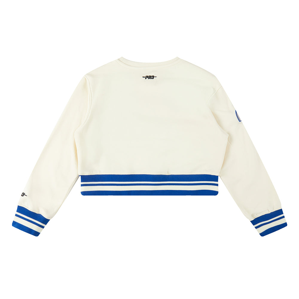 NFL DALLAS COWBOYS RETRO CLASSIC CHANDAIL À COL ROND EN MOLLETON CÔTELÉ POUR FILLE JUNIOR (COQUILLE D'ŒUF/BLEU DODGER)
