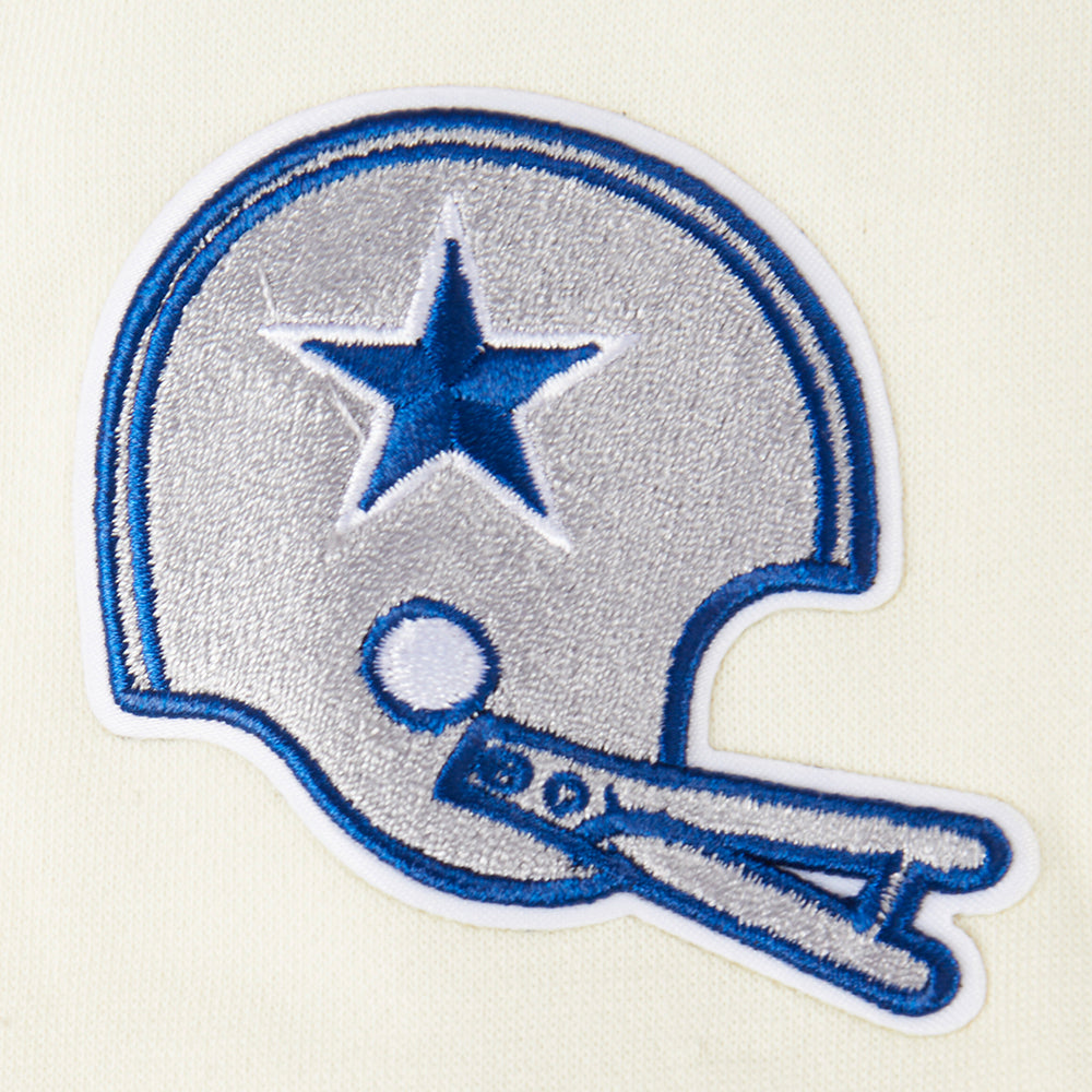 NFL DALLAS COWBOYS RETRO CLASSIC CHANDAIL À COL ROND EN MOLLETON CÔTELÉ POUR FILLE JUNIOR (COQUILLE D'ŒUF/BLEU DODGER)