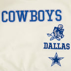 NFL DALLAS COWBOYS RETRO CLASSIC CHANDAIL À COL ROND EN MOLLETON CÔTELÉ POUR FILLE JUNIOR (COQUILLE D'ŒUF/BLEU DODGER)