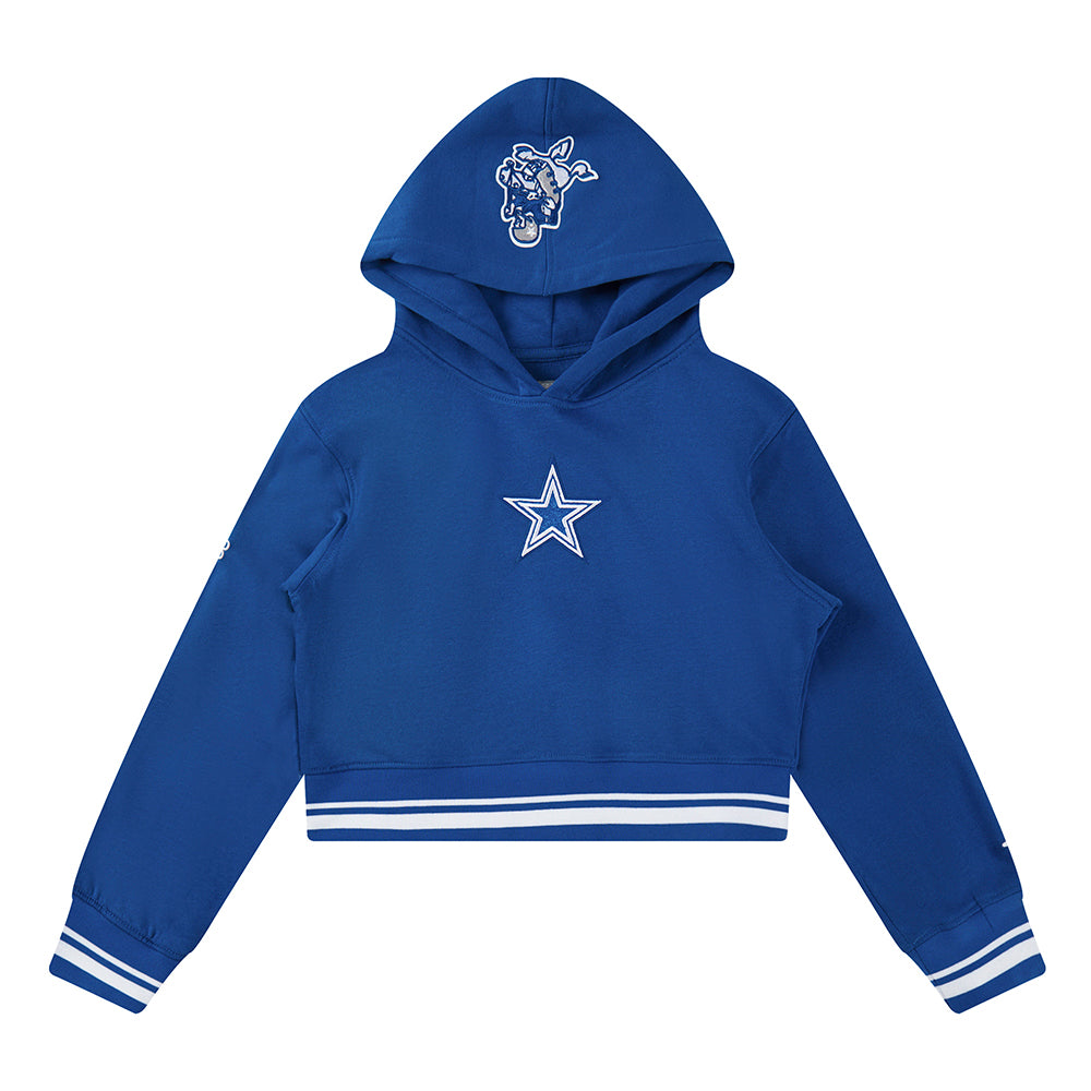 NFL DALLAS COWBOYS RETRO CLASSIC BIG GIRL'S RIB FLC PO HOODIE (DODGER BLUE)