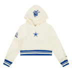 NFL DALLAS COWBOYS RETRO CLASSIC CHANDAIL À CAPUCHON EN MOLLETON CÔTELÉ POUR FILLE JUNIOR (COQUILLE D'ŒUF/BLEU DODGER)