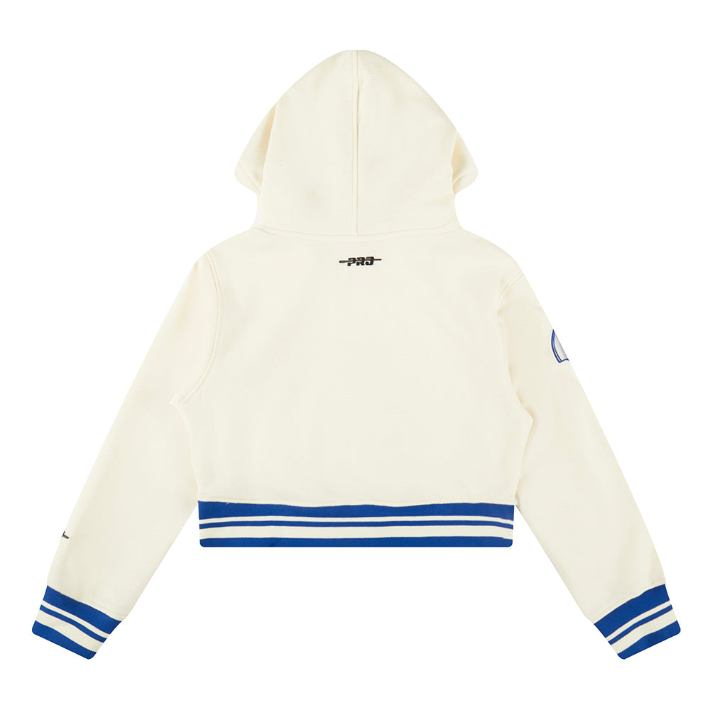 NFL DALLAS COWBOYS RETRO CLASSIC CHANDAIL À CAPUCHON EN MOLLETON CÔTELÉ POUR FILLE JUNIOR (COQUILLE D'ŒUF/BLEU DODGER)