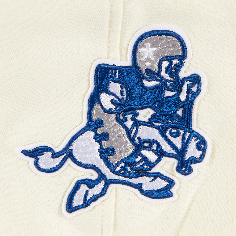 NFL DALLAS COWBOYS RETRO CLASSIC CHANDAIL À CAPUCHON EN MOLLETON CÔTELÉ POUR FILLE JUNIOR (COQUILLE D'ŒUF/BLEU DODGER)