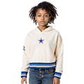 NFL DALLAS COWBOYS RETRO CLASSIC CHANDAIL À CAPUCHON EN MOLLETON CÔTELÉ POUR FILLE JUNIOR (COQUILLE D'ŒUF/BLEU DODGER)