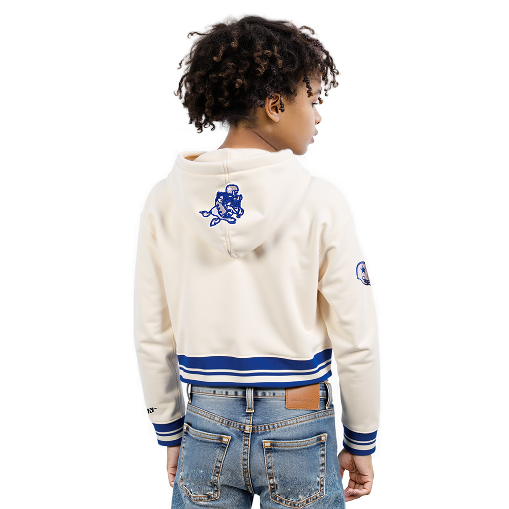NFL DALLAS COWBOYS RETRO CLASSIC CHANDAIL À CAPUCHON EN MOLLETON CÔTELÉ POUR FILLE JUNIOR (COQUILLE D'ŒUF/BLEU DODGER)