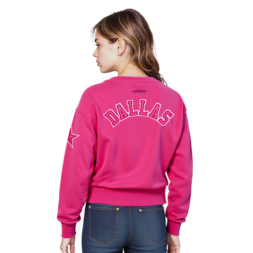 NFL DALLAS COWBOYS CHANDAIL À COL ROND TRIPLE ROSE EN MOLLETON POUR FILLE JUNIOR (VIOLET BETTERAVE)