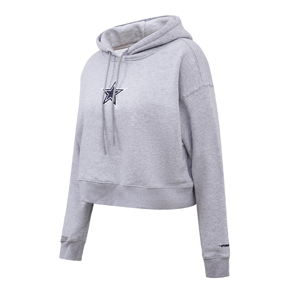 NFL DALLAS COWBOYS CLASSIC WOMEN'S CROPPED PULLOVER HOODIE (HEATHER GREY)