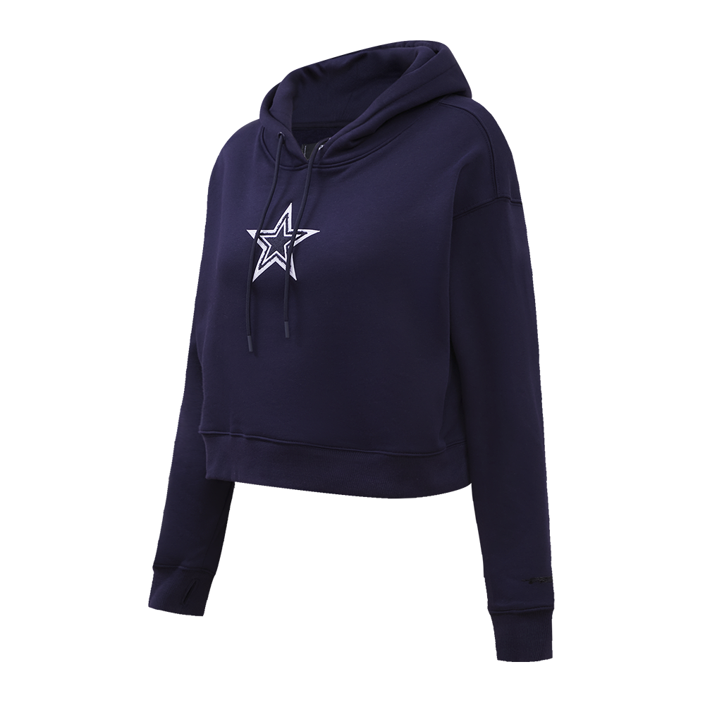 NFL DALLAS COWBOYS CLASSIC WOMEN'S CROPPED PULLOVER HOODIE (MIDNIGHT NAVY)
