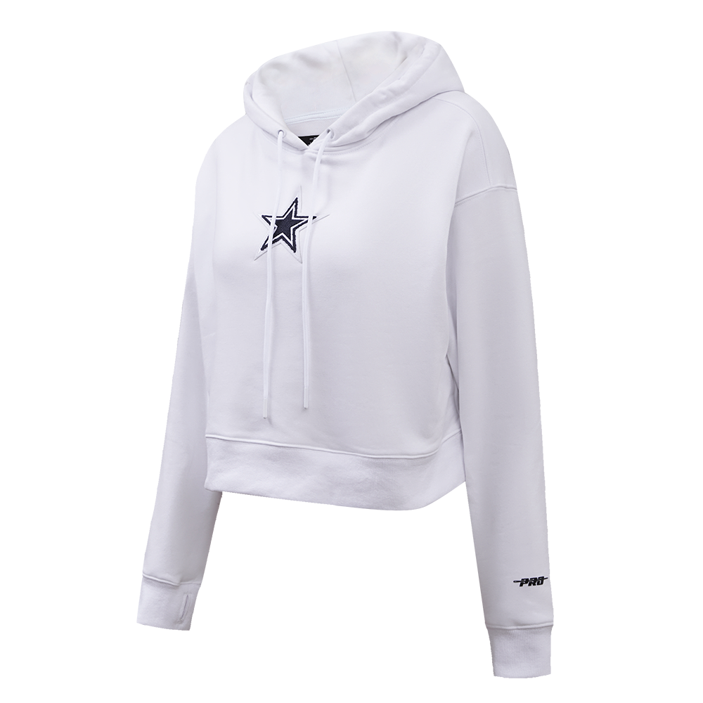 NFL DALLAS COWBOYS CLASSIC WOMEN'S CROPPED PULLOVER HOODIE (WHITE)