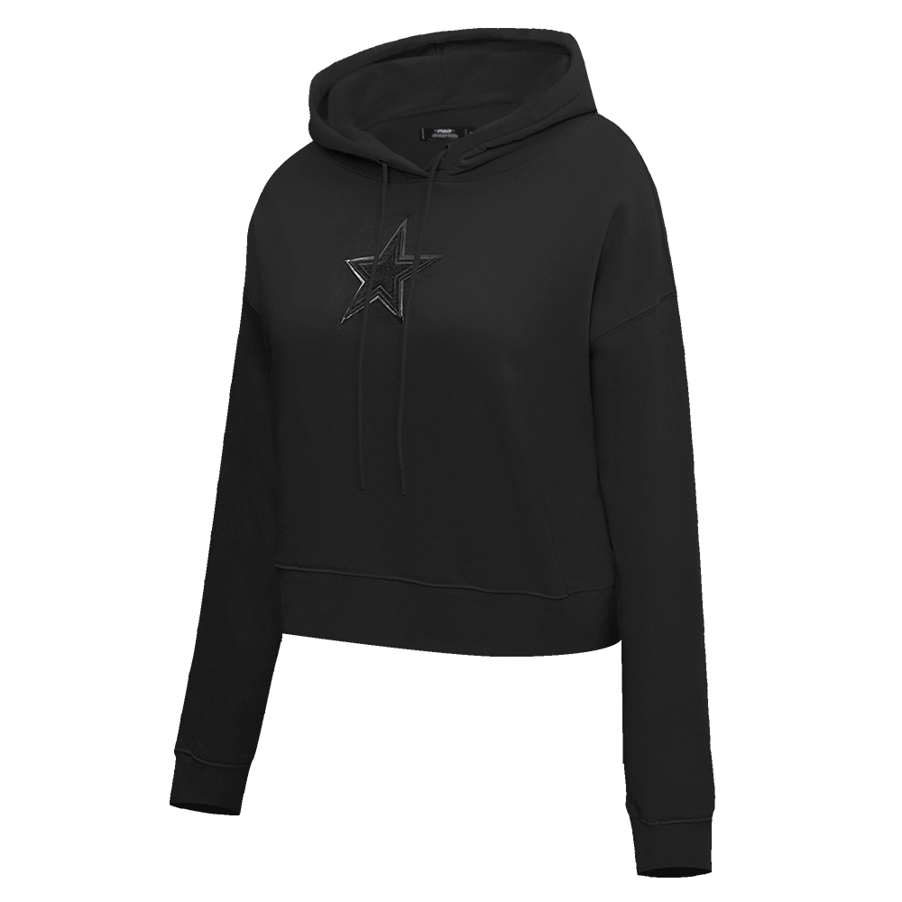 NFL DALLAS COWBOYS TRIPLE BLACK WOMEN'S CROPPED PULLOVER HOODIE (TRIPLE BLACK)