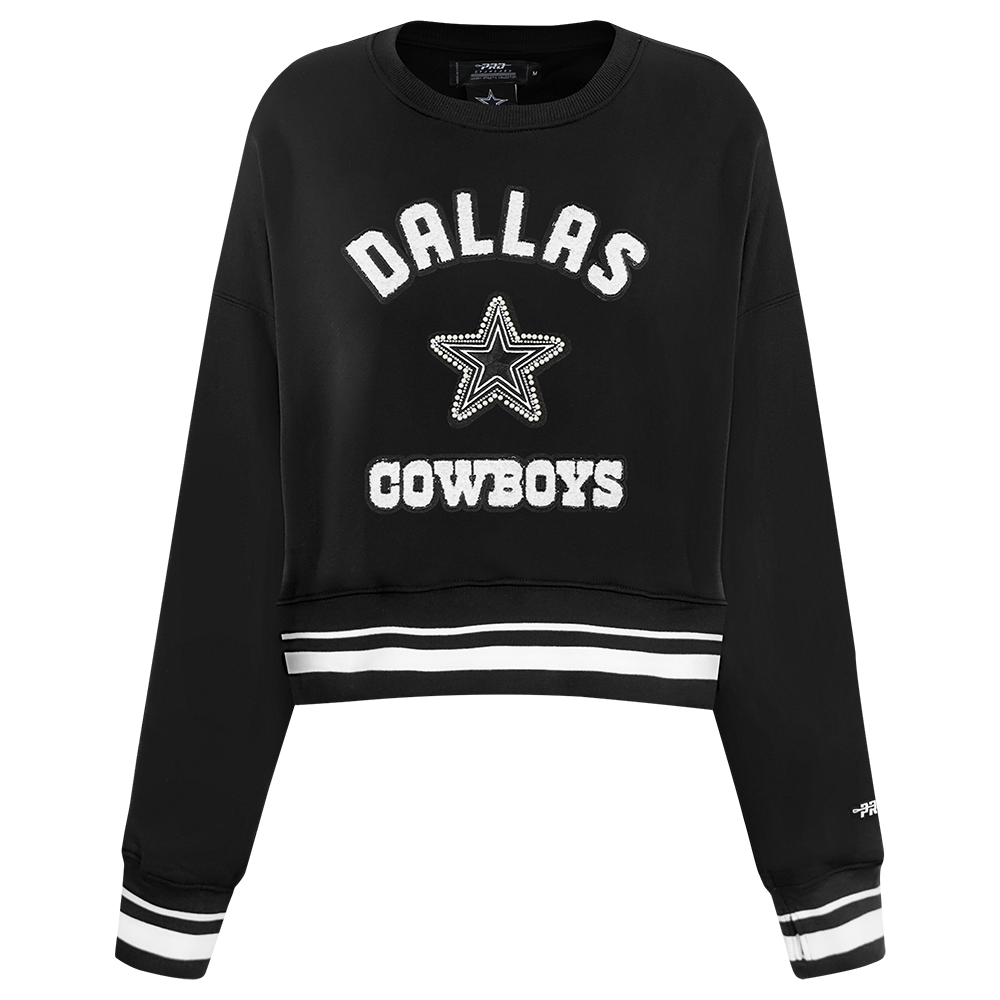 NFL DALLAS COWBOYS PEARLS CHANDAIL À COL ROND EN MOLLETON CÔTELÉ POUR FEMME (NOIR)