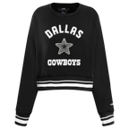 NFL DALLAS COWBOYS PEARLS CHANDAIL À COL ROND EN MOLLETON CÔTELÉ POUR FEMME (NOIR)