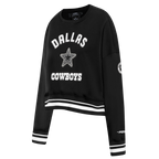 NFL DALLAS COWBOYS PEARLS CHANDAIL À COL ROND EN MOLLETON CÔTELÉ POUR FEMME (NOIR)
