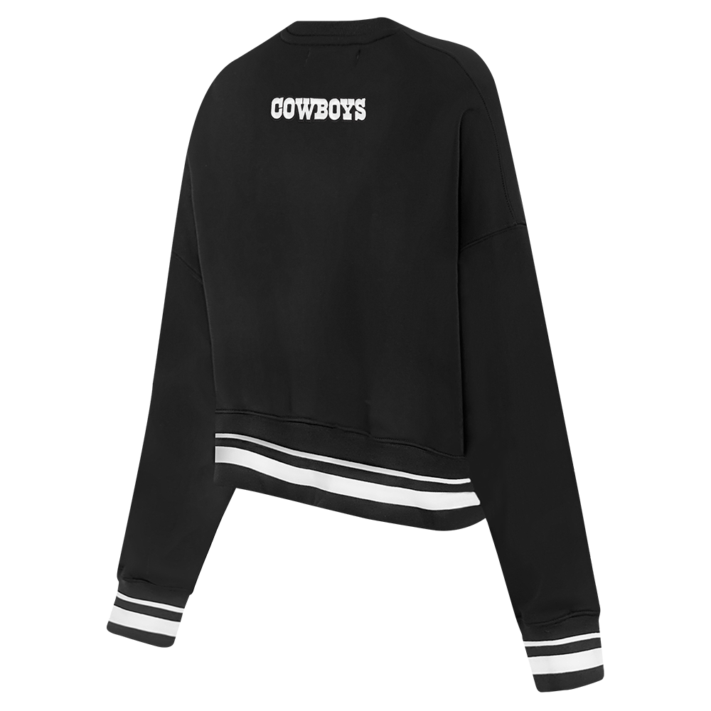NFL DALLAS COWBOYS PEARLS CHANDAIL À COL ROND EN MOLLETON CÔTELÉ POUR FEMME (NOIR)