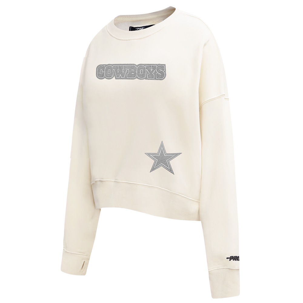 NFL DALLAS COWBOYS REVERSE FRENCH TERRY WOMEN'S FLEECE CREWNECK (EGGSHELL)