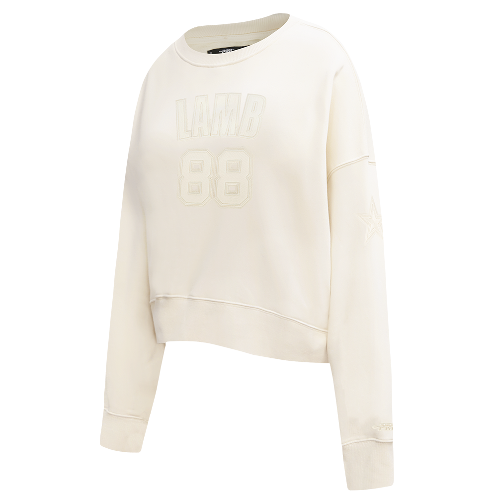 NFL DALLAS COWBOYS CEE DEE LAMB #88 NEUTRAL WOMEN'S FLC CREWNECK (EGGSHELL)