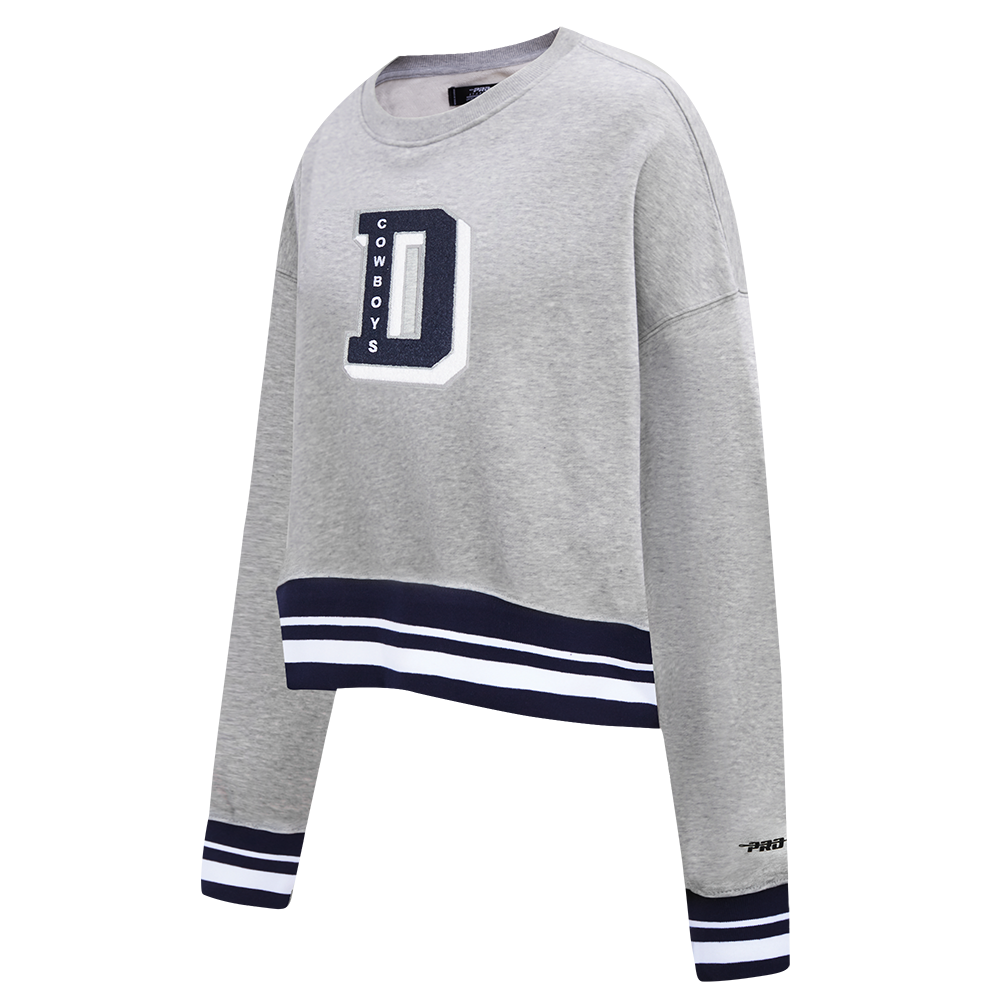 NFL DALLAS COWBOYS MASHUP WOMEN'S RIB CREWNECK (HEATHER GREY/MIDNIGHT NAVY)