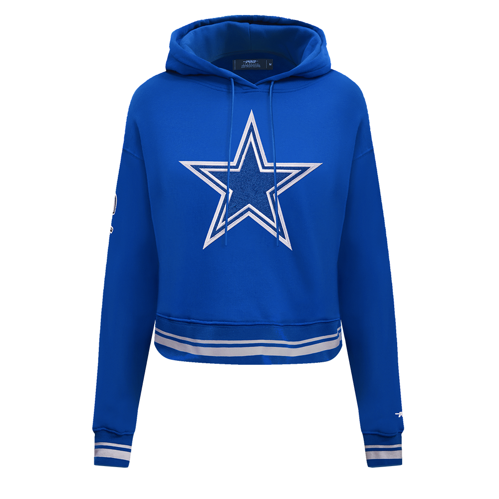 NFL DALLAS COWBOYS RETRO CLASSIC WOMEN'S FLC CROPPED PO HOODIE (DODGER BLUE)