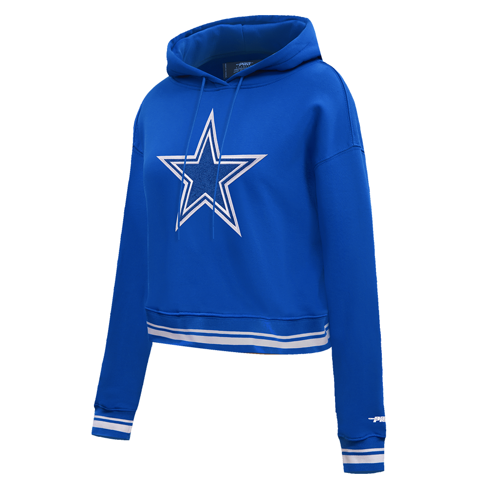 NFL DALLAS COWBOYS RETRO CLASSIC WOMEN'S FLC CROPPED PO HOODIE (DODGER BLUE)