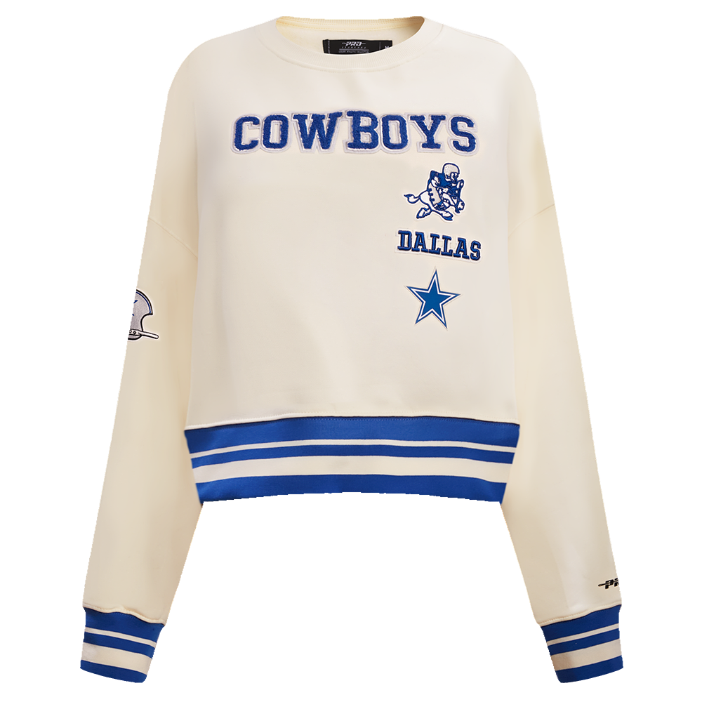 NFL DALLAS COWBOYS RETRO CLASSIC WOMEN'S CREWNECK (EGGSHELL/DODGER BLUE)
