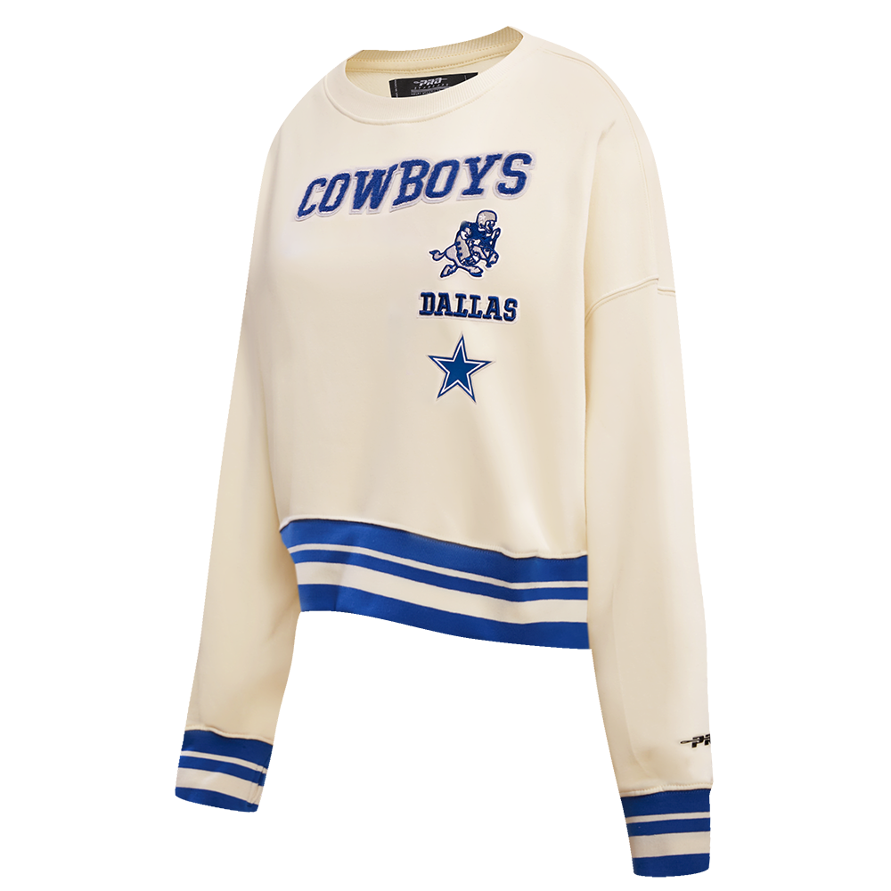 NFL DALLAS COWBOYS RETRO CLASSIC WOMEN'S CREWNECK (EGGSHELL/DODGER BLUE)