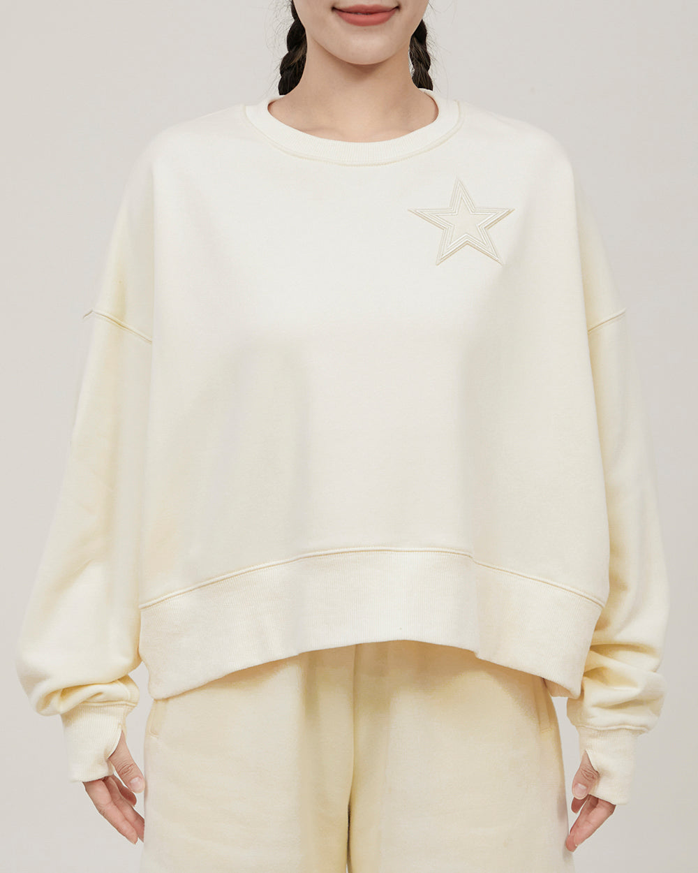 NFL DALLAS COWBOYS NEUTRAL WOMEN'S CREWNECK (EGGSHELL)