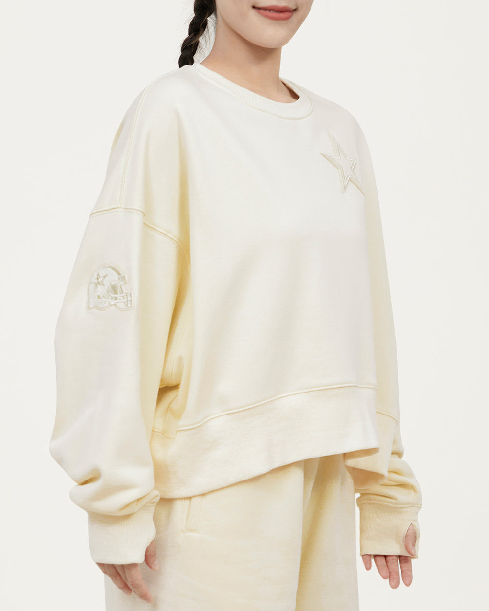 NFL DALLAS COWBOYS NEUTRAL WOMEN'S CREWNECK (EGGSHELL)