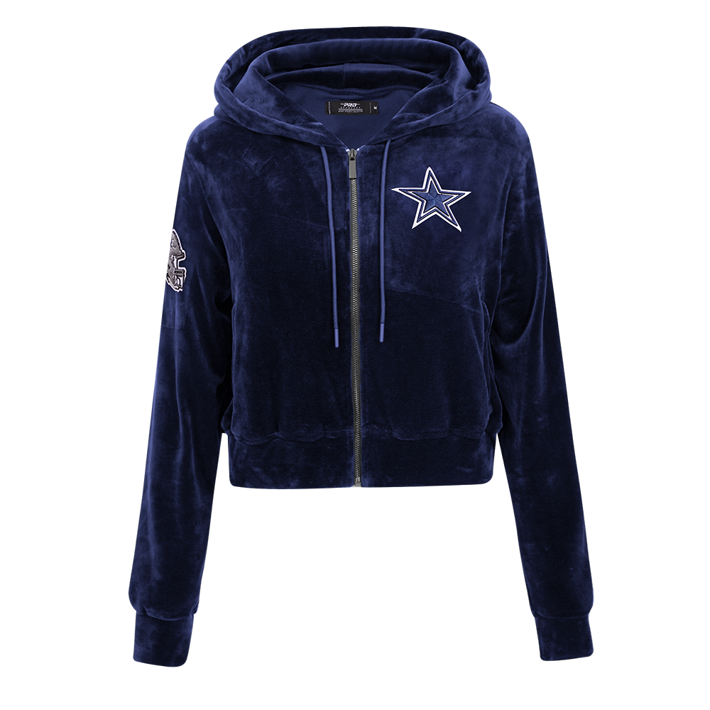 NFL DALLAS COWBOYS CLASSIC CHANDAIL À CAPUCHON EN VELOURS À GLISSIÈRE POUR FEMME (MARINE MINUIT)