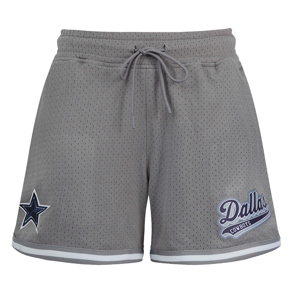 NFL DALLAS COWBOYS SCRIPT TAIL WOMEN'S MESH TAPE SHORT (GRAY)