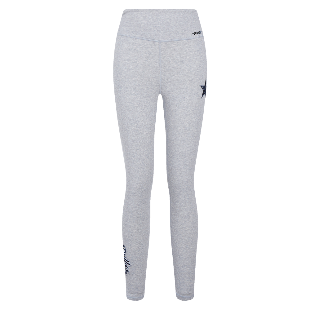 NFL DALLAS COWBOYS SCRIPT TAIL WOMEN'S HIGH WAIST JERSEY LEGGING (HEATHER GREY)