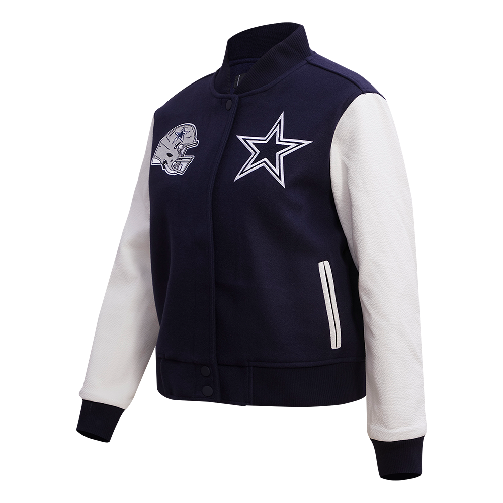 NFL DALLAS COWBOYS CLASSIC WOOL WOMEN'S VARSITY JACKET (MIDNIGHT NAVY/WHITE)