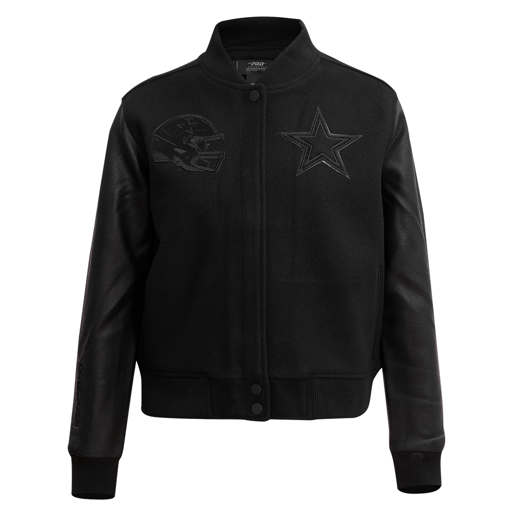 NFL DALLAS COWBOYS TRIPLE BLACK BLOUSON COLLÉGIAL EN LAINE POUR FEMME (TRIPLE NOIR)