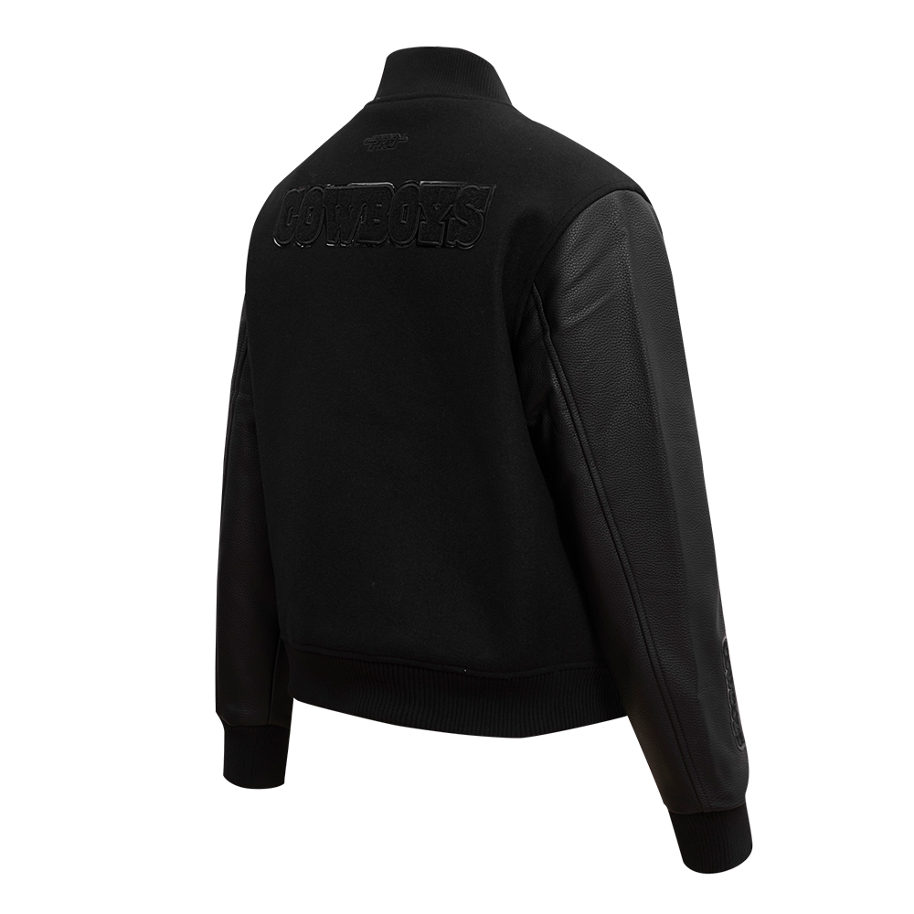 NFL DALLAS COWBOYS TRIPLE BLACK BLOUSON COLLÉGIAL EN LAINE POUR FEMME (TRIPLE NOIR)