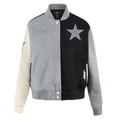 NFL DALLAS COWBOYS REVERSE FRENCH TERRY BLOUSON COLLÉGIAL EN LAINE POUR FEMME (NOIR/GRIS/COQUILLE D'ŒUF)
