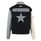 NFL DALLAS COWBOYS REVERSE FRENCH TERRY BLOUSON COLLÉGIAL EN LAINE POUR FEMME (NOIR/GRIS/COQUILLE D'ŒUF)