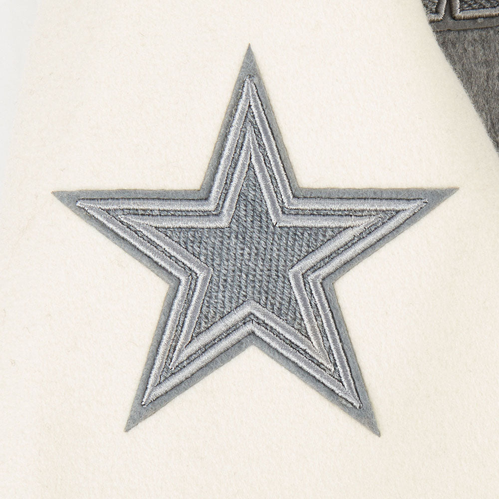 NFL DALLAS COWBOYS REVERSE FRENCH TERRY BLOUSON COLLÉGIAL EN LAINE POUR FEMME (NOIR/GRIS/COQUILLE D'ŒUF)