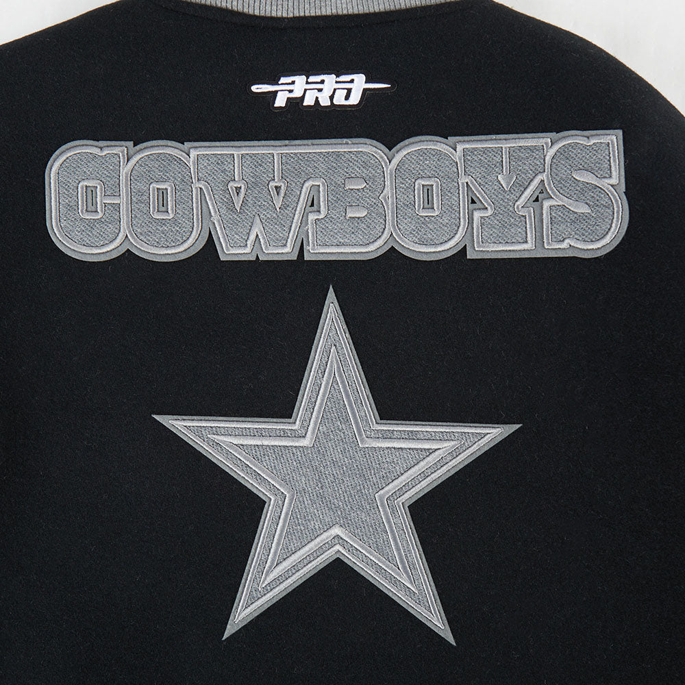 NFL DALLAS COWBOYS REVERSE FRENCH TERRY BLOUSON COLLÉGIAL EN LAINE POUR FEMME (NOIR/GRIS/COQUILLE D'ŒUF)