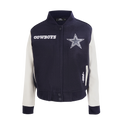 NFL DALLAS COWBOYS GAME DAY CLASSICS WOMEN'S WOOL VARSITY JACKET (MIDNIGHT NAVY/WHITE)