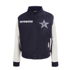 NFL DALLAS COWBOYS GAME DAY CLASSICS WOMEN'S WOOL VARSITY JACKET (MIDNIGHT NAVY/WHITE)