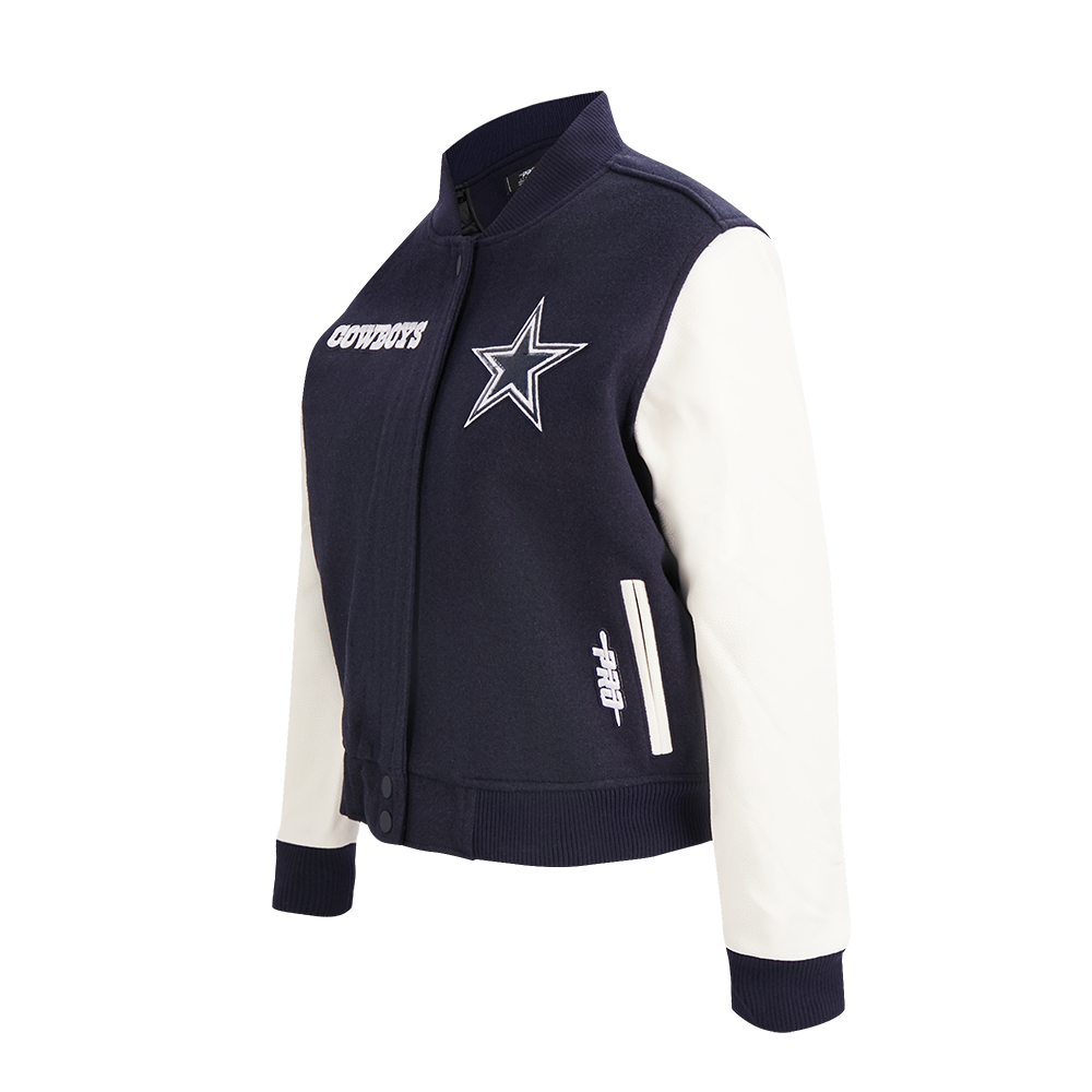NFL DALLAS COWBOYS GAME DAY CLASSICS WOMEN'S WOOL VARSITY JACKET (MIDNIGHT NAVY/WHITE)