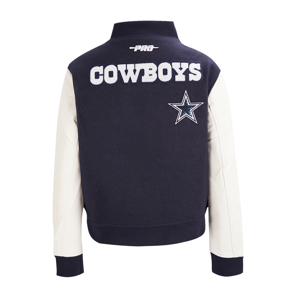 NFL DALLAS COWBOYS GAME DAY CLASSICS WOMEN'S WOOL VARSITY JACKET (MIDNIGHT NAVY/WHITE)
