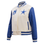 NFL DALLAS COWBOYS RETRO CLASSIC WOMEN'S RIB WOOL VARSITY JACKET (EGGSHELL/DODGER BLUE)