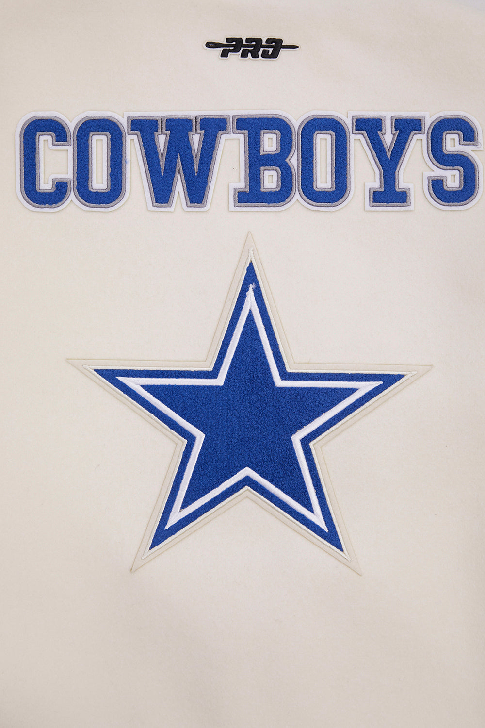 NFL DALLAS COWBOYS RETRO CLASSIC WOMEN'S RIB WOOL VARSITY JACKET (EGGSHELL/DODGER BLUE)