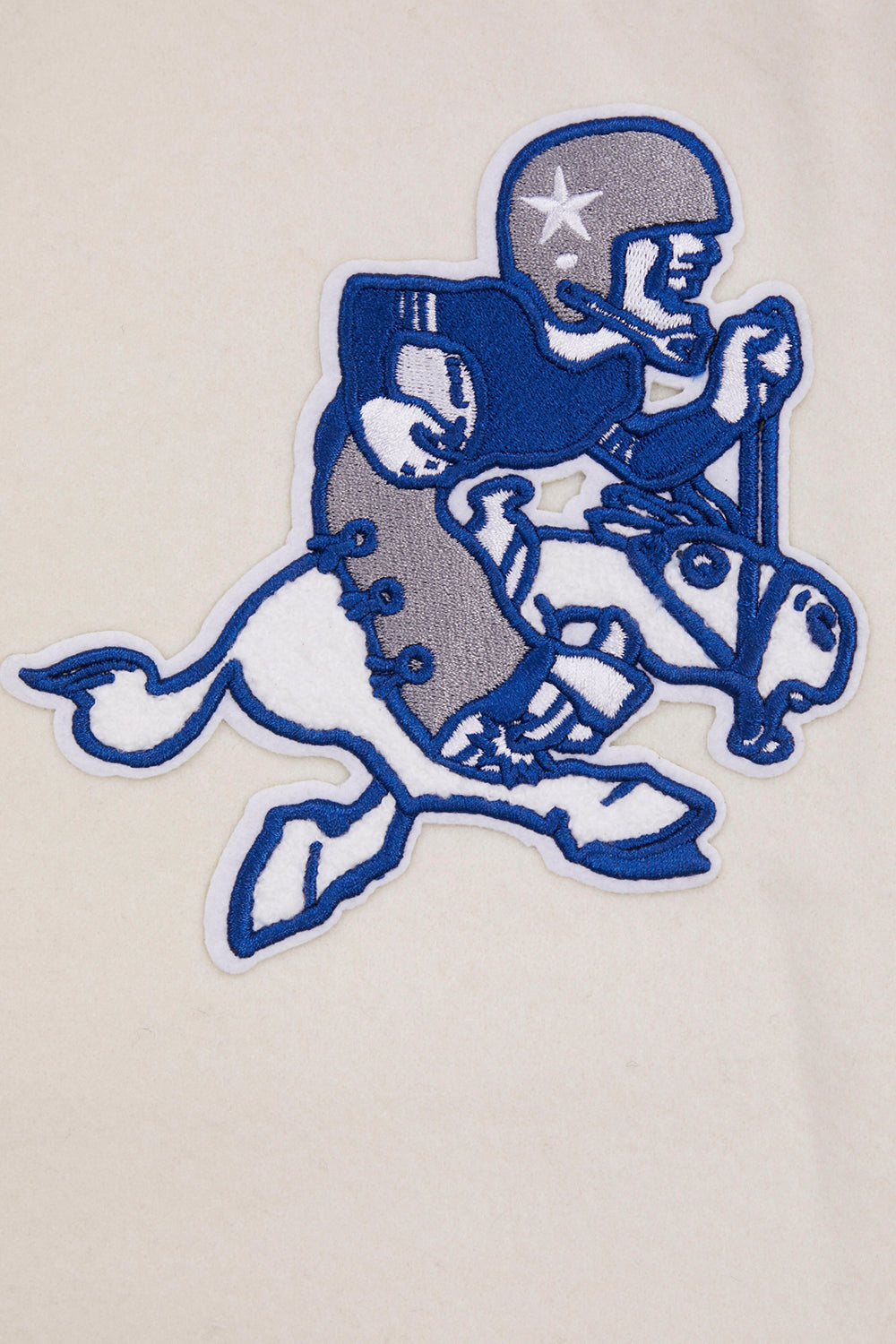 NFL DALLAS COWBOYS RETRO CLASSIC WOMEN'S RIB WOOL VARSITY JACKET (EGGSHELL/DODGER BLUE)
